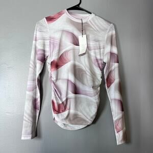 CALIA by Carrie Underwood Women XS Long Sleeve Top Textured Crew Dunes Coral NWT